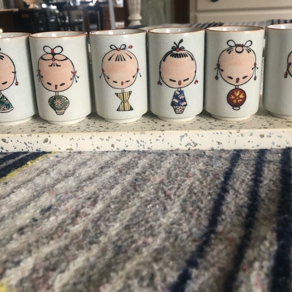 VINTAGE OTAGIRI OMC JAPAN KOKESHI GIRLS SET OF 6 SMALL CUPS - Picture 11 of 14
